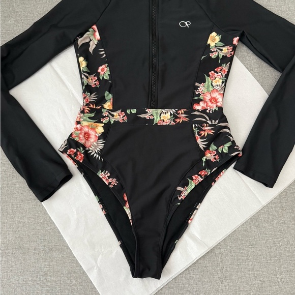 OP Black Floral Women's One Piece Swimsuit - Picture 9 of 9